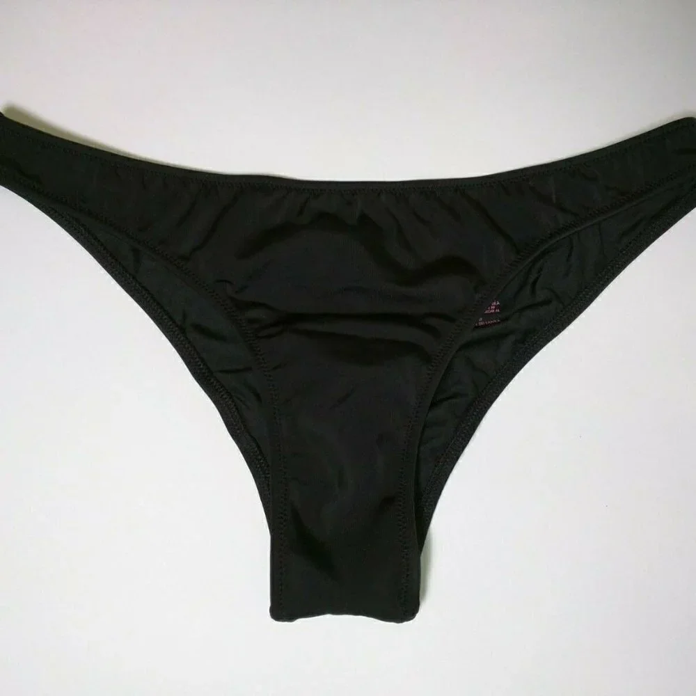 Victoria Secret Large L Itsy Bikini Bottom Cheeky Ruched Back Black Sexy VS